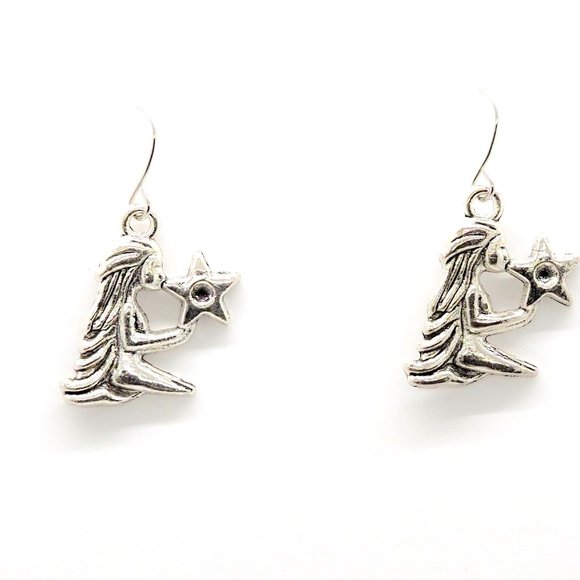 Silver Star Virgo Earrings - Picture 1 of 4